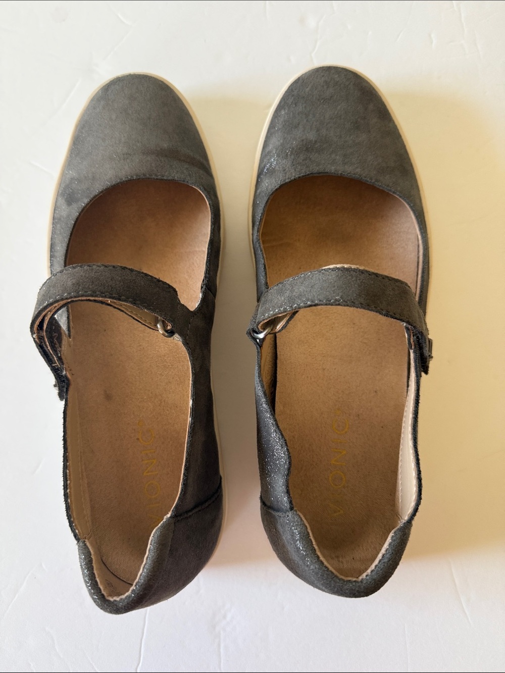 Vionic Uptown Mary Jane Flats Polluted Silver Suede Comfort Shoes 7.5 - Picture 4 of 9